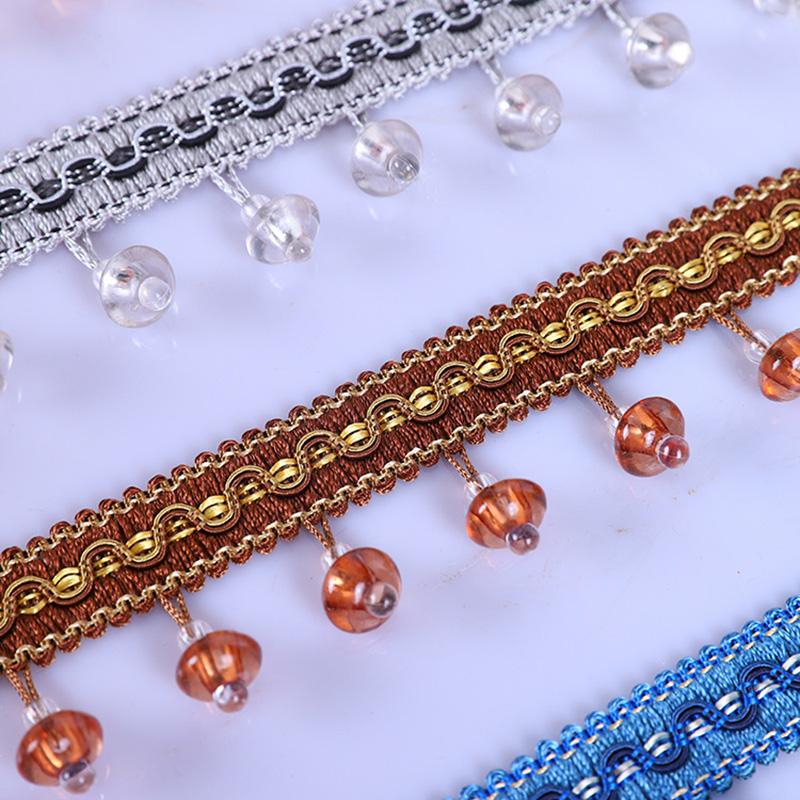 12M European Style Crystal Pumpkin Bead Curtain Fringe Trimming Upholstery DIY Curtain Lace Trim Tassel Sewing Decor Accessories