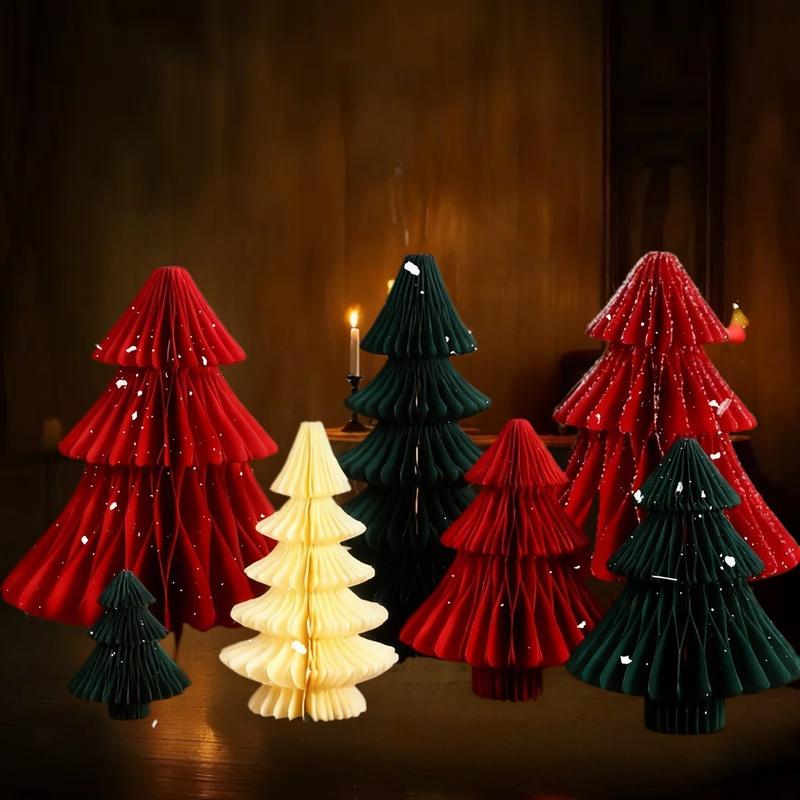 Large Christmas Tree Ornament 3D Honeycomb Ball Folding Paper Xmas Tree Navidad Decoraciones Desktop Hanging Xmas Decor