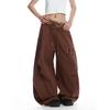 Damen Braun Jogginghose Baggy Leopard Patchwork Hose Harajuku Ästhetik Y2k Vintage Oversize Hose Herbst