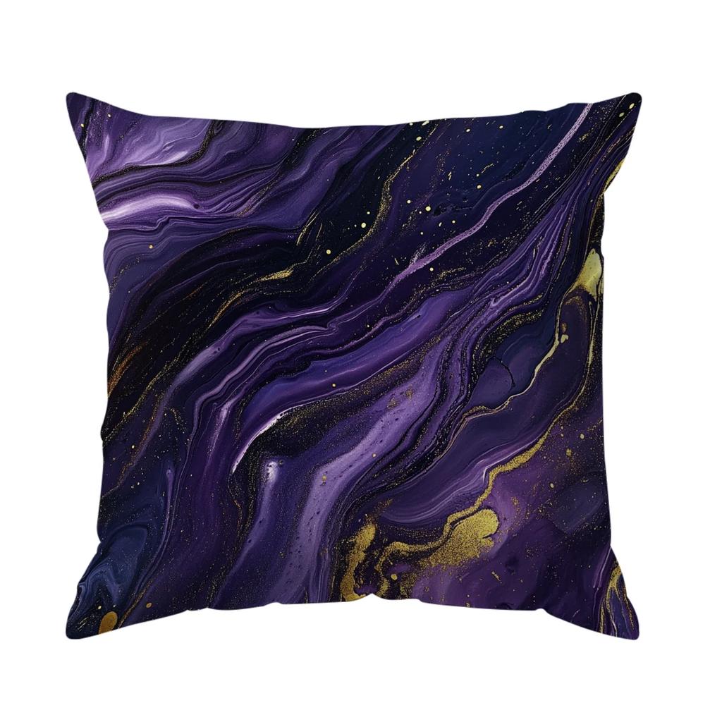 Home Decor Purple and Gold Marbled Pattern Throw Pillow Pattern Cushion Cover Suitable for Sofa Bedroom Car Pillow Cover