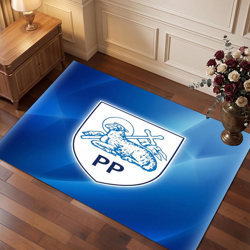 Preston North End Football Print Crystal Velvet Rug, Comfortable Water Absorbent Non Slip Indoor Floor Carpet
