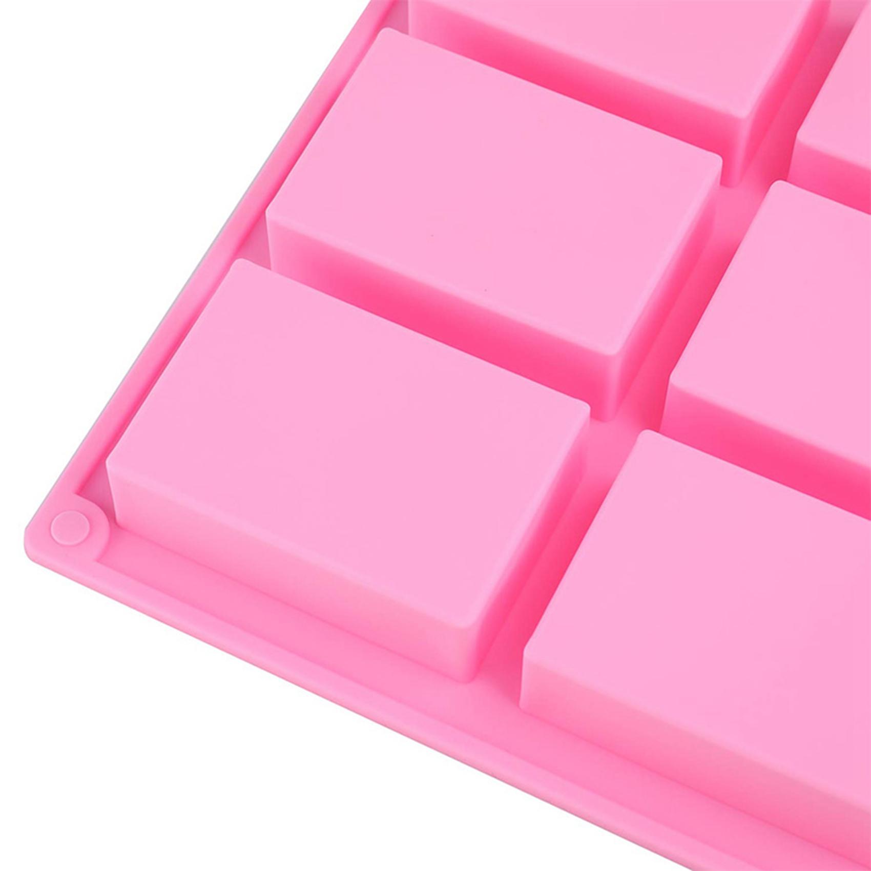 ABBY-8 Pack Silicone Soap Molds - 6 Cavity Rectangle DIY Soap Molds For Cake, Cupcake, Muffin, Coffee Cake, Pudding And Soap розовый