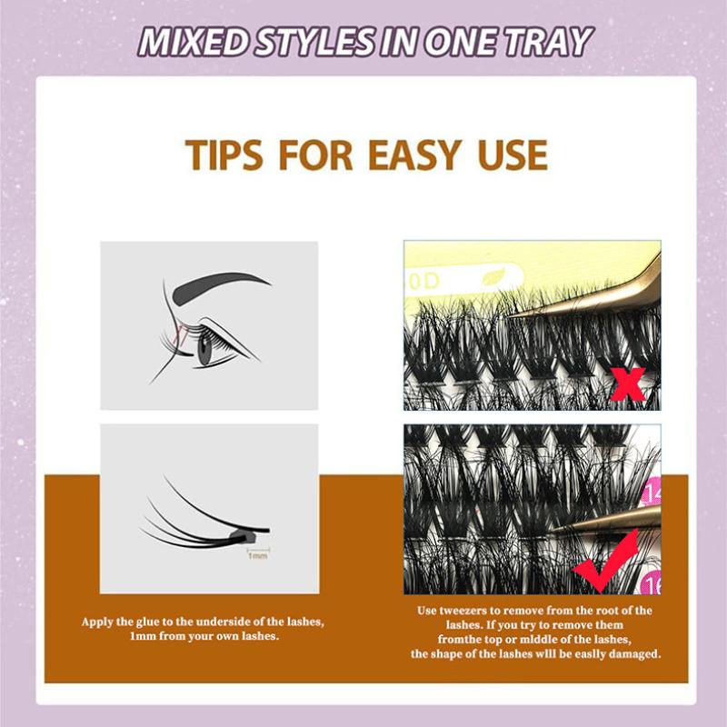 Spiky Cluster Lashes Individual 100D 150D 200D Thick Eyelash Extensions for Home DIY Lash Extension Kits