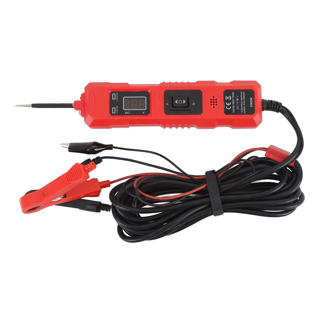 Car Circuit Tester DC 6 to 36V Multifunctional High Sensitivity with 2 Clips Power Circuit Probe Tester for Vehicles Red