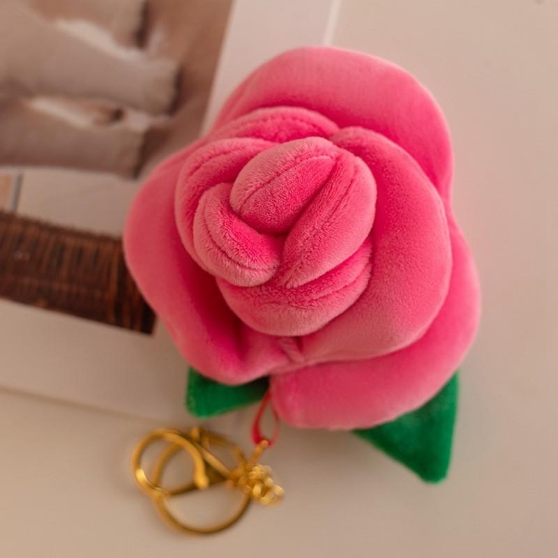

Pink Rose Plush Keyring With Polyester Fiber For Girls Bag Accessories маджента