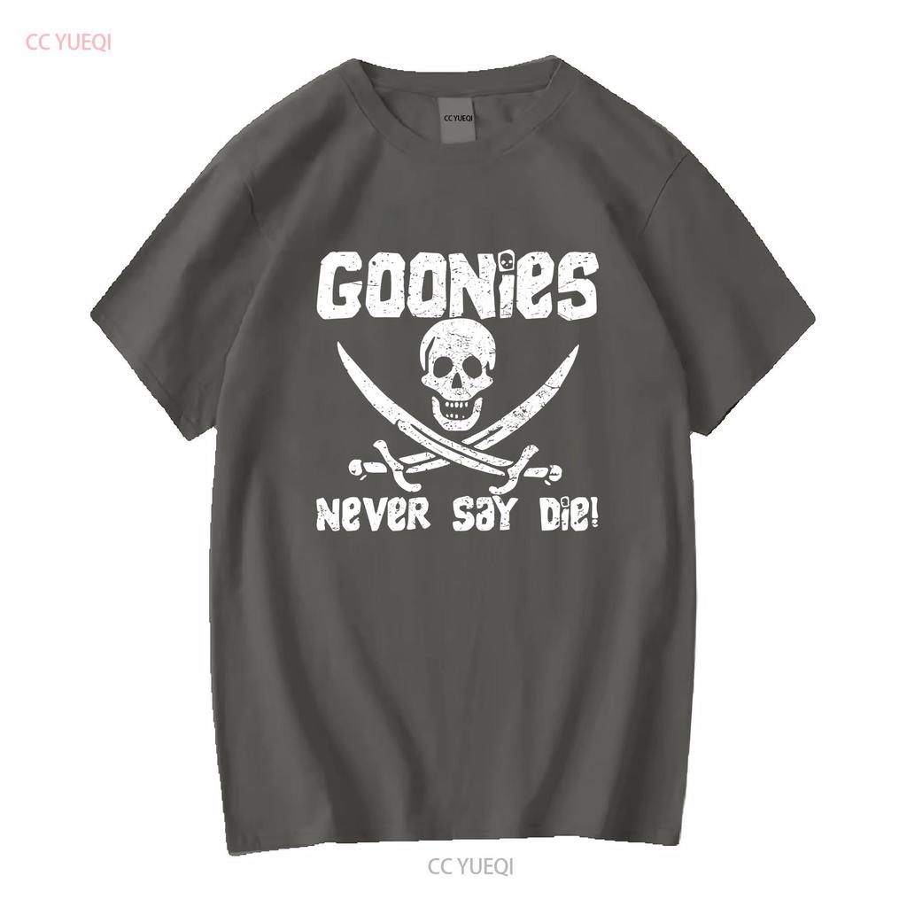 The Goonies Never Say Die Distressed Design T Shirt vintage Washed Comfortable graphic Top For Everyday Wear fashion Stretched