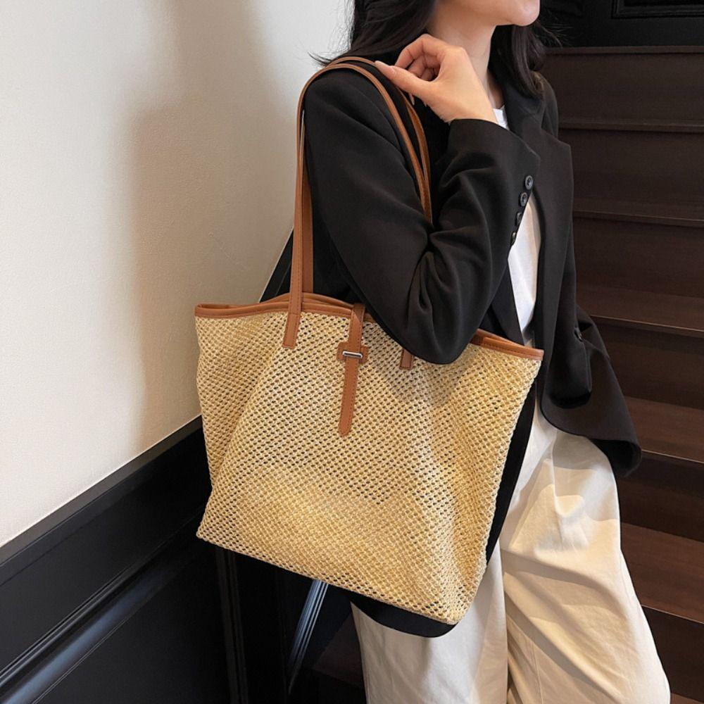 Boho Woven Straw Bag Beach Shoulder Bags Ins Straw Tote Bag  for Women