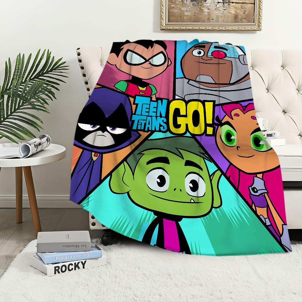 Coperta Peluche Go Carina Cartone Animato Tappeto per Pisolino Divano per Soggiorno Stanza T-Teen Ufficio Caldo Stanza da Letto T-Titans Compleanno Casa Viaggio Regali per Bambini