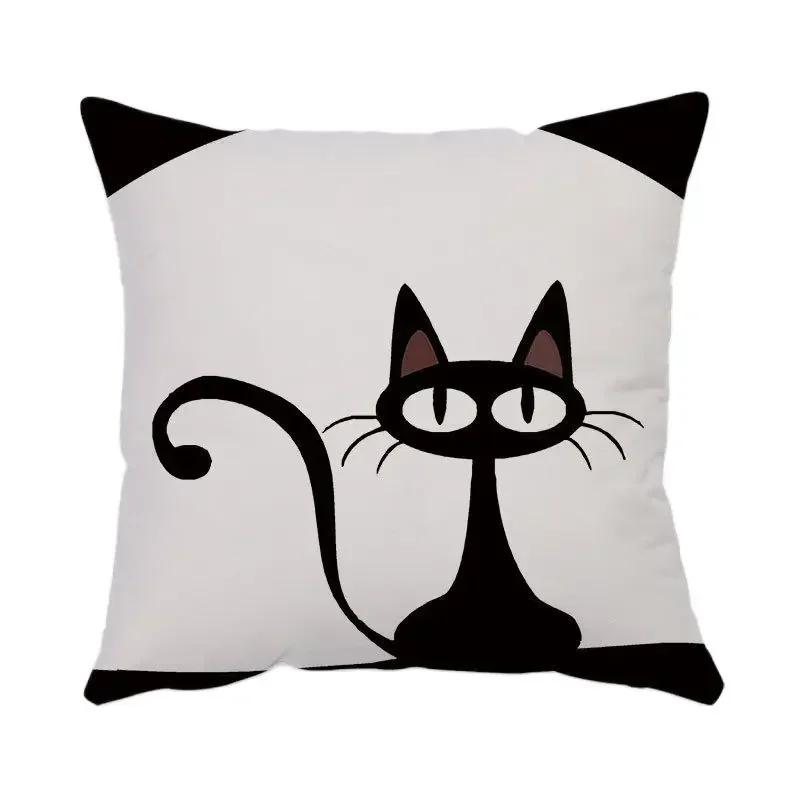 Cartoon Cat Print Pillowcase 50X50Cm Modern Simple Decorative Pillowcase Office Sofa Seat Bedroom Home Decoration Cushion Cover