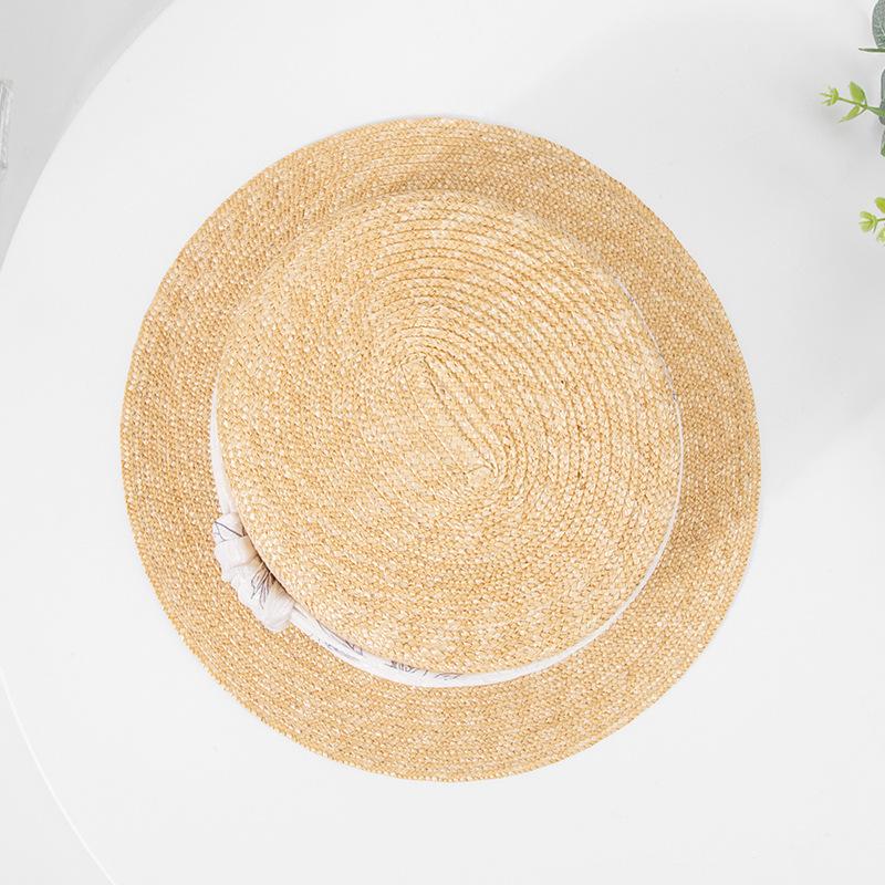 Rongmei spring and summer new French flat-top straw hat women's new fashion seaside vacation straw straw shading woven hat