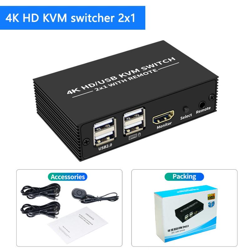 2x1 HDMI KVM-Switch: 4K-Video, USB-Maus- und Tastaturfreigabe