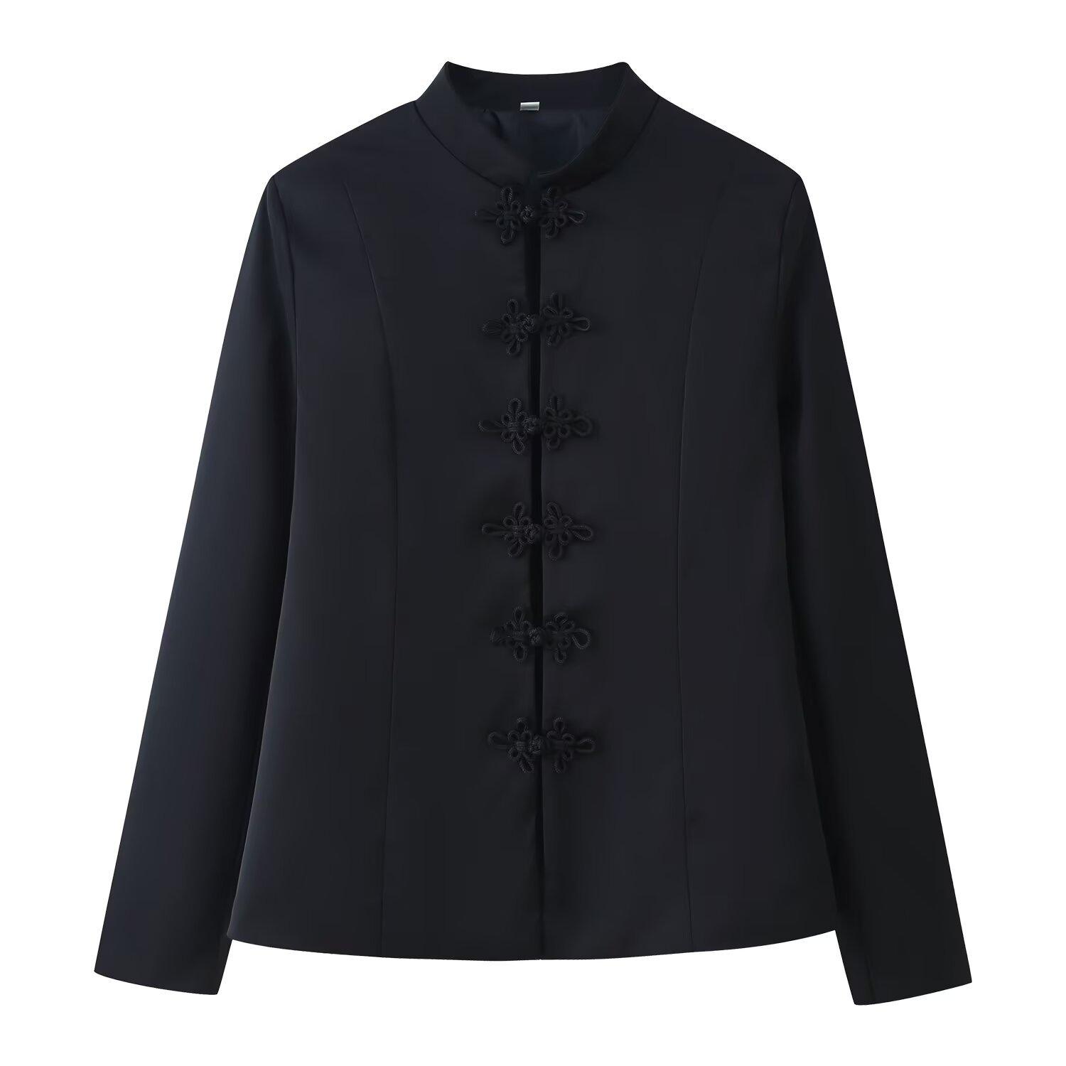 Foreign trade spring new women s clothing high-end fashion temperament foreign style new Chinese style black buckle jacket S