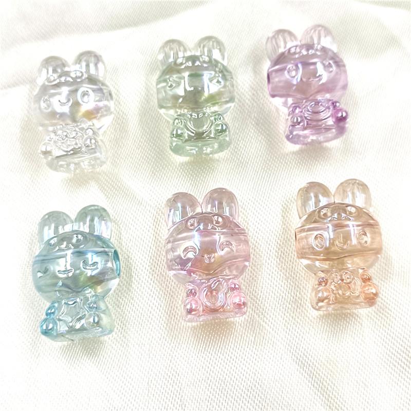 Home Party Supplies Pendant Handmade Materials Dazzle UV Plated Jewelry Accessories Rabbit Loose Beads 5pcs Bracelet Necklace DIY Transparent Fashion