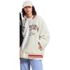 Li Ning Color Block Trim Stripes Letter Logo Sherpa Fleece Lined Jacket Unisex Ivory AFDSD31-1