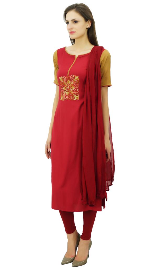 Atasi Women'S Rayon Straight Churidar Suit With Dupatta Sizes Available