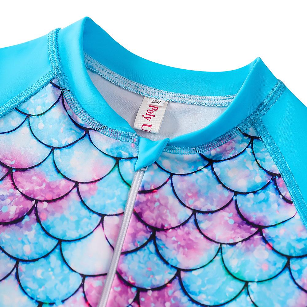 Søt Småbarn Baby Jente Badetøy Langermet Spedbarn Badedrakter Lys Ruffle Havfrue Badedrakt Barn One Piece Beachwear