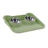 Cat Water Food Bowl 15 Degree Tilt Prevent Spill Stainless Steel Double Pet Bowl Set