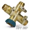 Adaptador de Torneira de Jardim Tipo Cruz NPT/BSP 3/4" Alumínio Banhado a Cobre Torneira Pesada para Conector de Irrigação de Jardim Interrompe Água