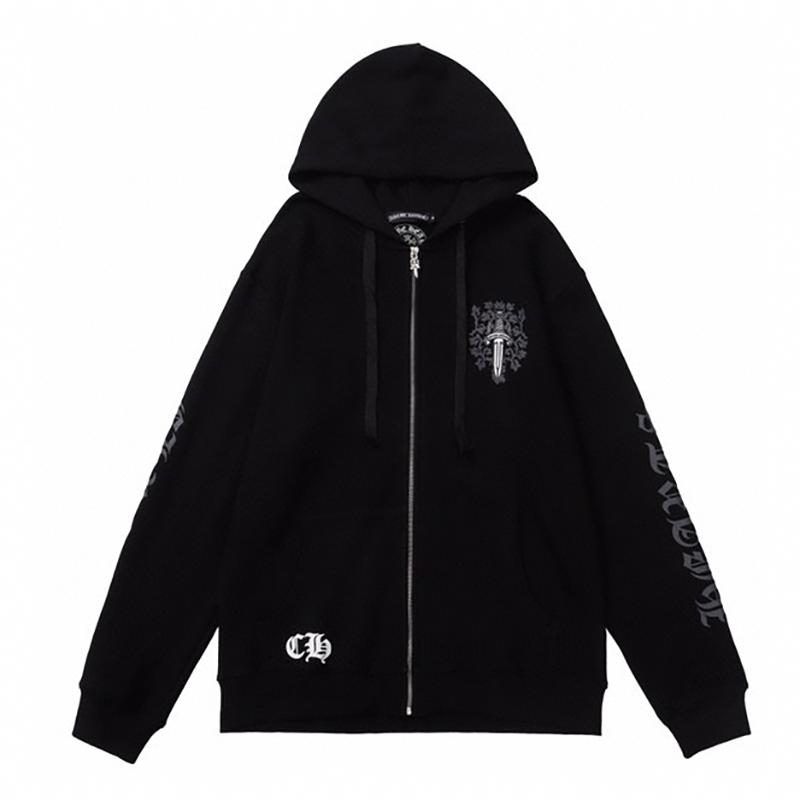 828 CHROME HEARTS 2025 Autumn and Winter New Plus Size Classic Style Logo Zipper Hooded Sweatshirt, Suitable for Couples To Wear