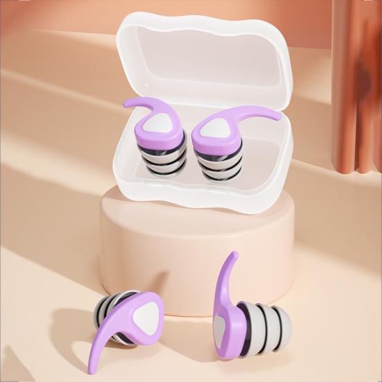 2Pcs Silicone Noise Reduction Earplugs Washable Waterproof Reusable Hearing Protection Swimming Concerts Work Study Sleeping Silent Earplugs