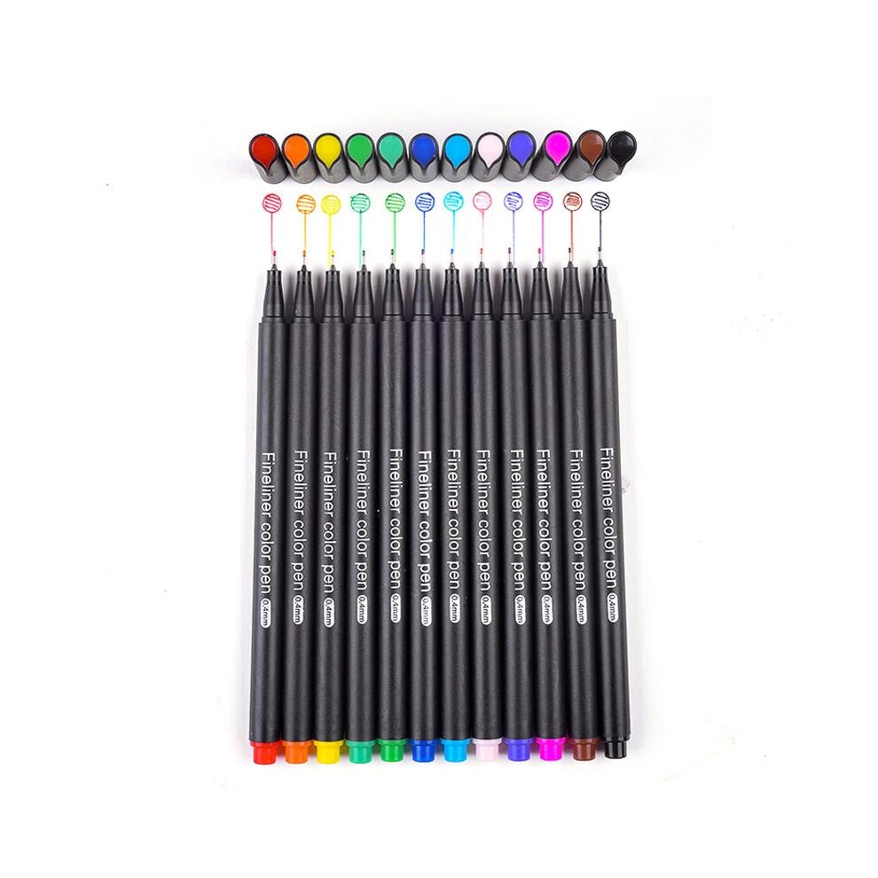 12 Farben Fineliner Set Kunstmarker 0,38 mm Micron Liner Feine Liner Stifte