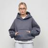 Women's Casual Solid Color Hooded Sweatshirt, European Style, Fitted Waist, Long Sleeves, Short Length, Pullover Style.