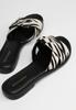 Wittchen Women's Animal Print Leather Flip-Flops In Black And Beige, Black And Beige, Natural Leather
