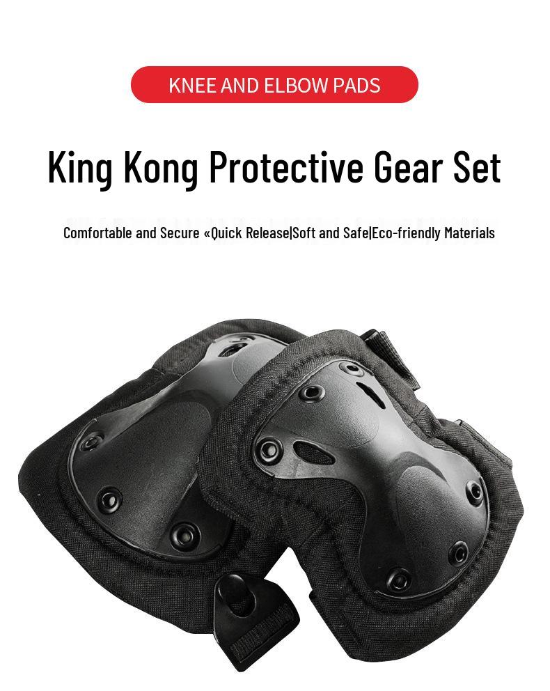 Camouflage Tactical Knee & Elbow Pads Set: 4-Piece Gear for Combat, Training, Riding & Sports Protection