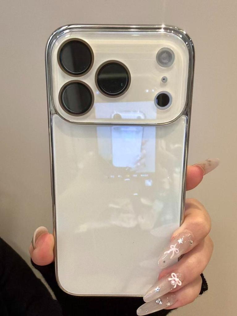 Tempered Glass Glossy Case for iPhone 17 16 15 Plus 14 13 12 Pro Max Plating Bumper Shockproof Hard Back Lens Cover Funda