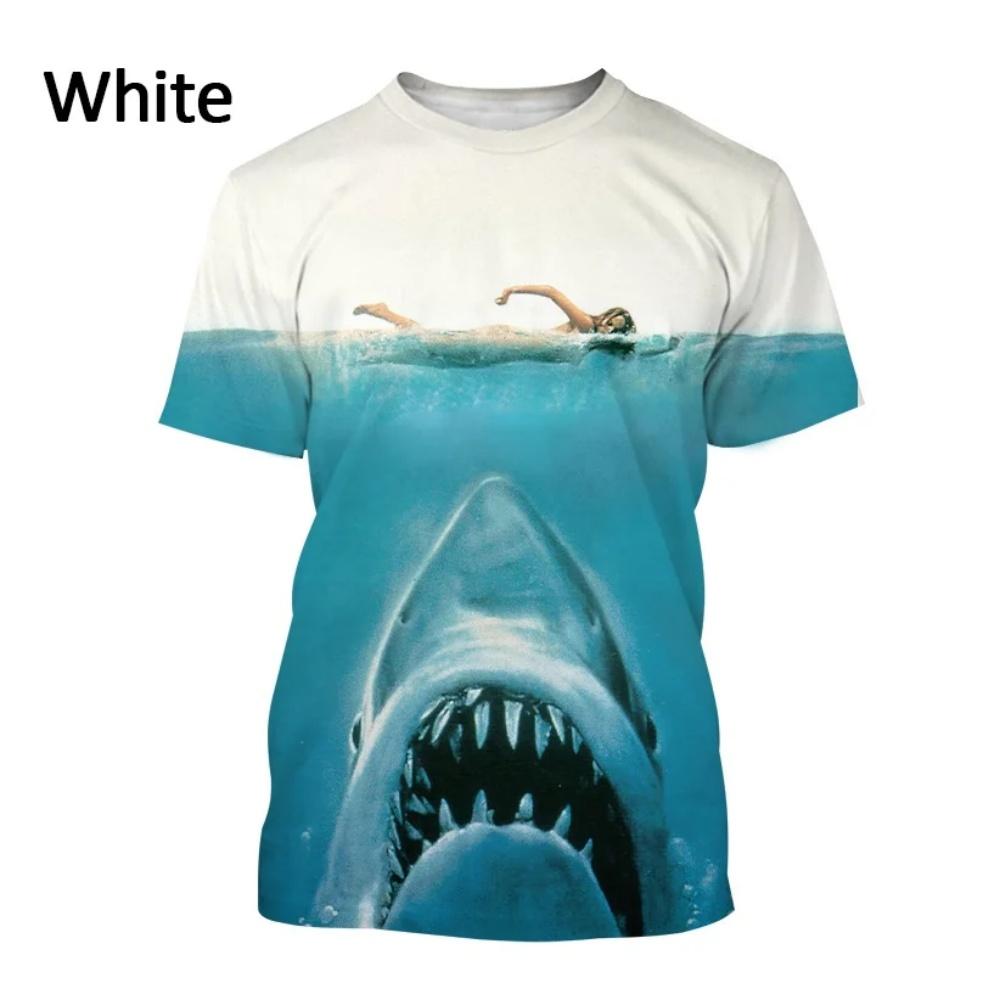Children's T-shirt, Boys' Shark 3D Printed T-shirt, Summer Girls' T-shirt Top, Short Sleeved Children's Clothing, Round Neck Children's Clothing