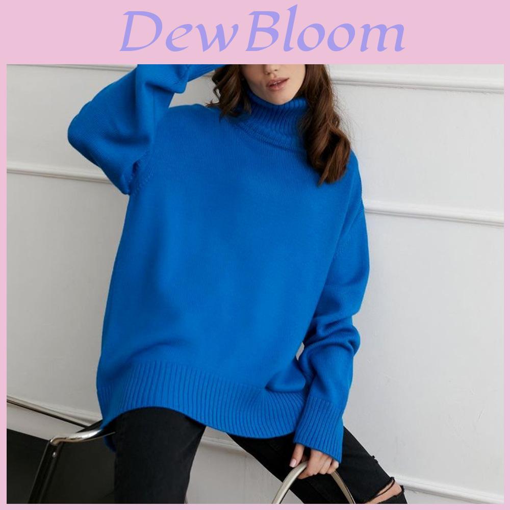 Autumn Winter Women Sweater With High Neck Knitted Fabric For Casual Lounge Wear