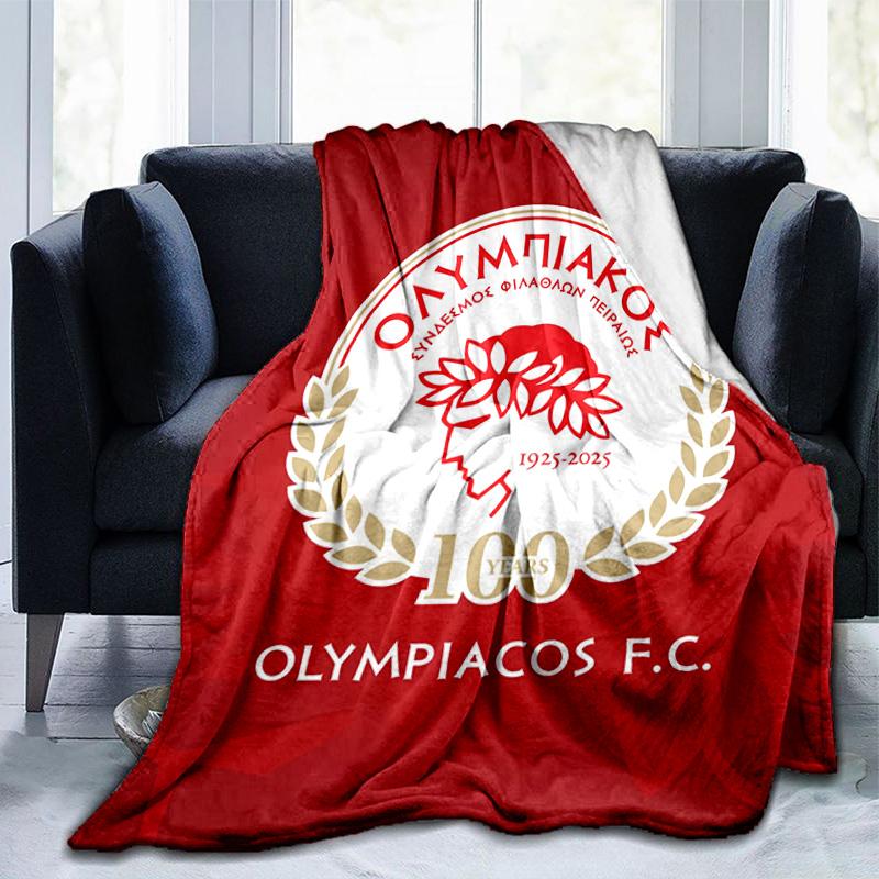 Olympiacos Fc: Coperta Orgoglio Rosso e Nero Adatta per Divani, Letti, Uffici e Campeggio - Regalo Perfetto per Halloween Natale