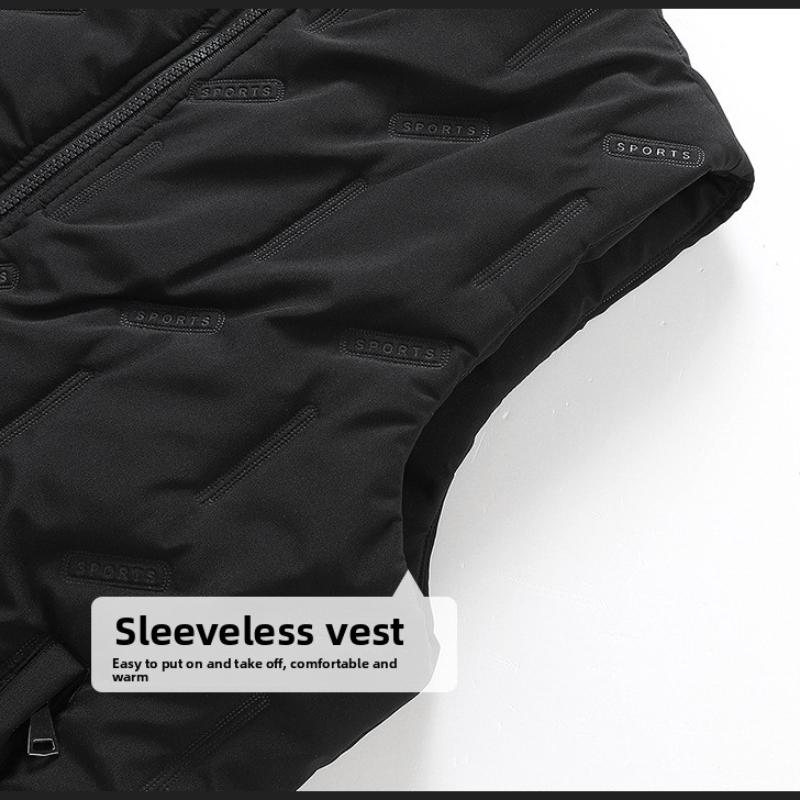 Herren Übergröße Daunen Baumwolle Weste Herbst Winter Warme Weste Fleece Partner Outfit Neu Lässige Ärmellose Jacke