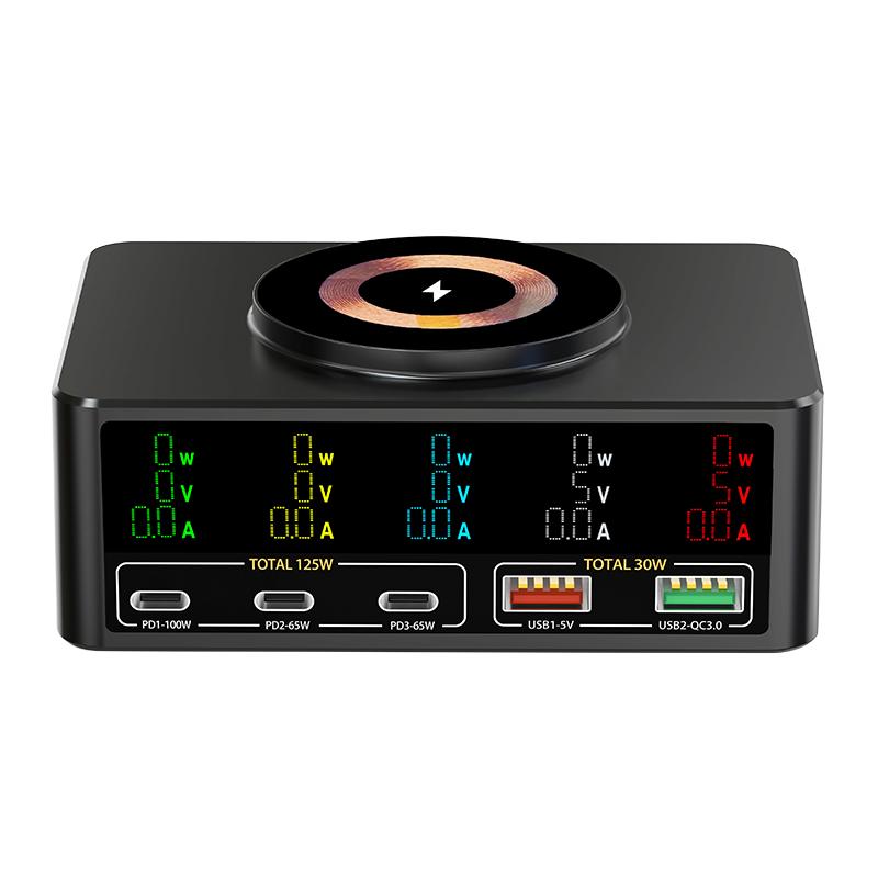 140W Magnetic Wireless Charging GaN USB C Charger PD 100W USB Type-C QC3.0 Desktop Fast Charge For Mackook Tablet iPhone Samsung