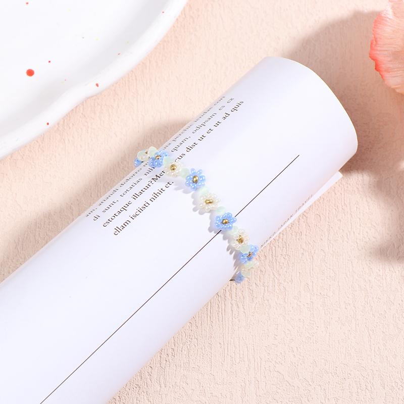 Fashion Women'S Crystal Flower Bead Bracelet Adjustable Charm Bracelet Friendship Jewelry Accessories