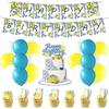 Lemon-Themed Wedding & Birthday Party Tableware Set with Banner, Cutlery, and Napkins.