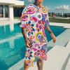 Men Full Black White Paisley Bandana Print Short Sleeve Tee And Matching Shorts Two Piece Outfit