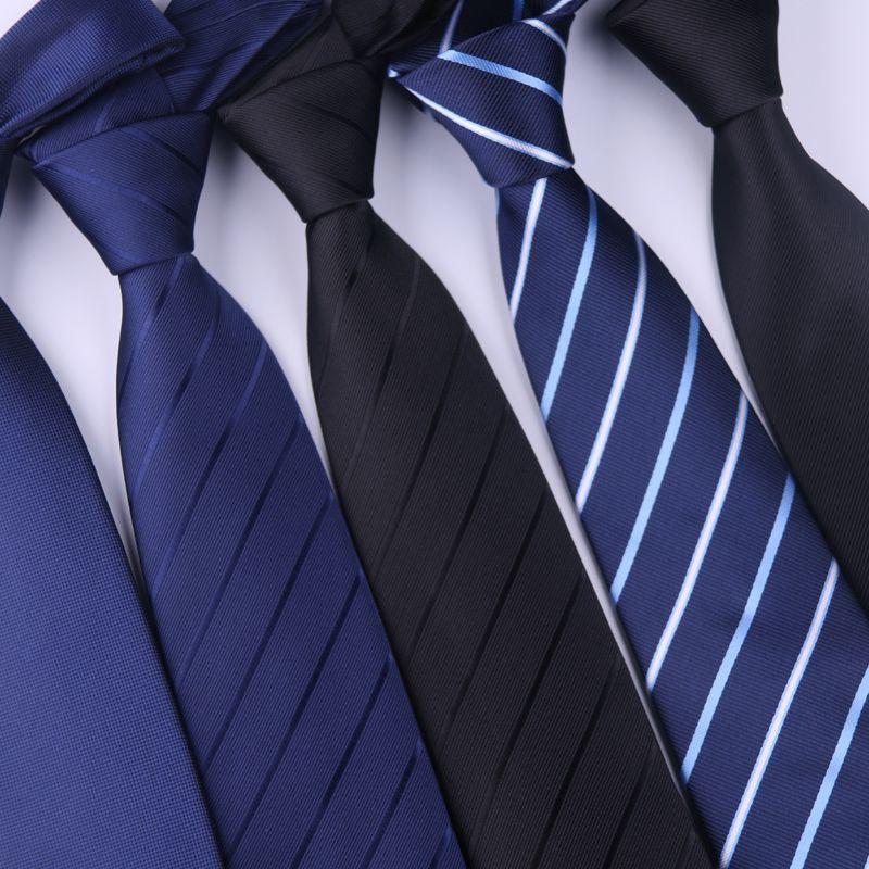 Polyester Striped Tie For Men Business Formal Wear With Zipper Closure For Office And Wedding