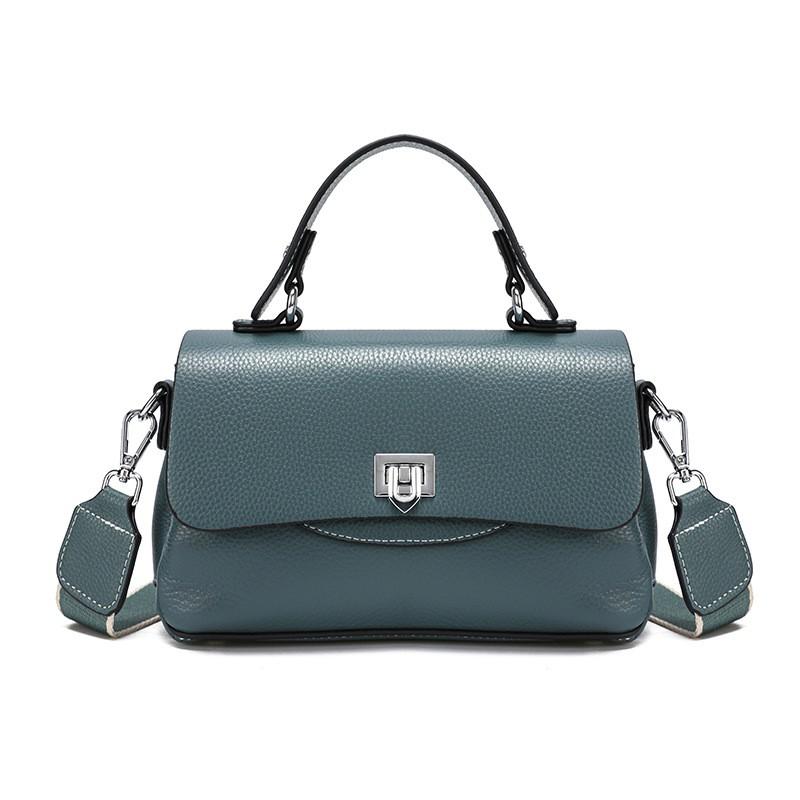 Elegant Womens Top-Grain Leather Crossbody Bag Medium Square Handbag Daily Commute Stylish Shoulder