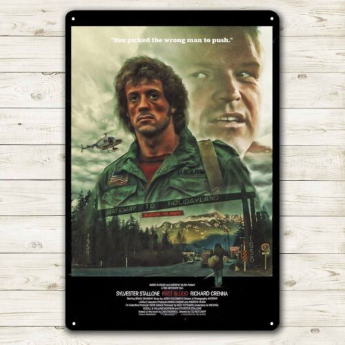 First Blood Movie Metal Poster Tin Sign Sylvester xcm PlateAluminum 20x30cm(7.8x11.8inch)