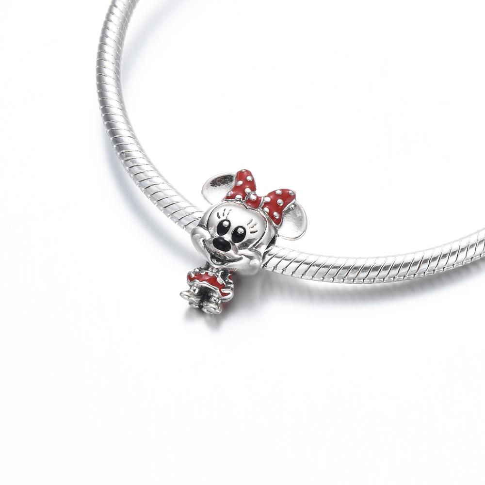 Europe copper Charm Compatible With Authentic Mickey and Minnie Bracelets Jewellery Pendant Bead Dangle Accessories