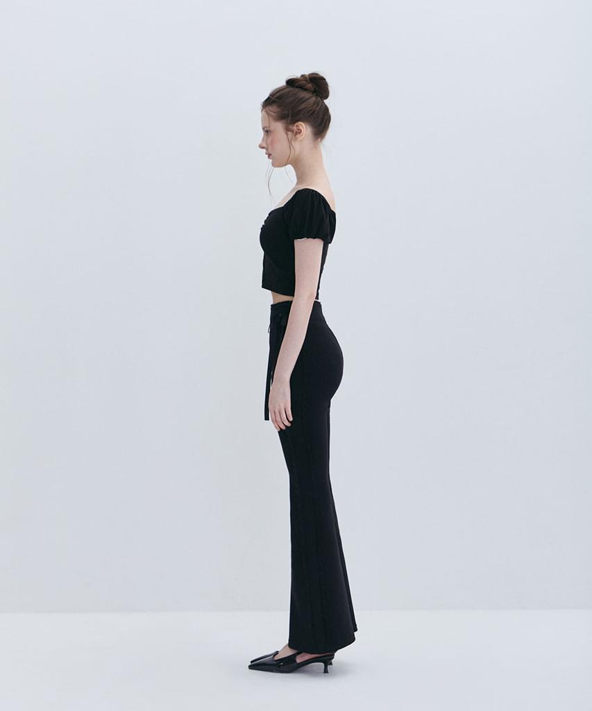 Moabel Contour Line Ribbon Pants - Black