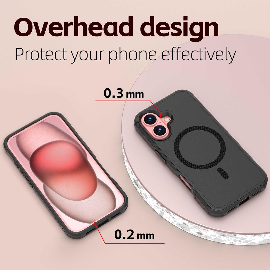 For iPhone 16 Case Compatible with MagSafe PC + TPU Anti-drop Phone Cover