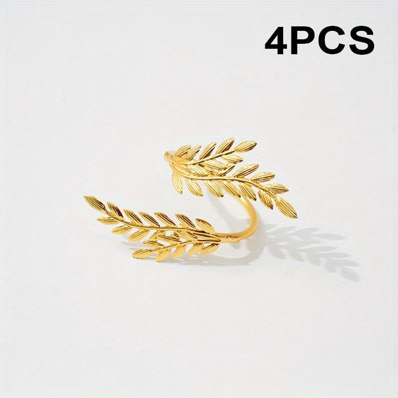 

4 шт. Ресторан Праздник урожая Золотая пшеница Кольцо для салфеток День благодарения Пряжка для салфеток Металлическое кольцо для салфеток