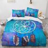 Dream Catcher Duvet Cover Set Colourful Feather Red Flower Romantic Theme Comforter Cover King Full Size for Kid with Pillowcase