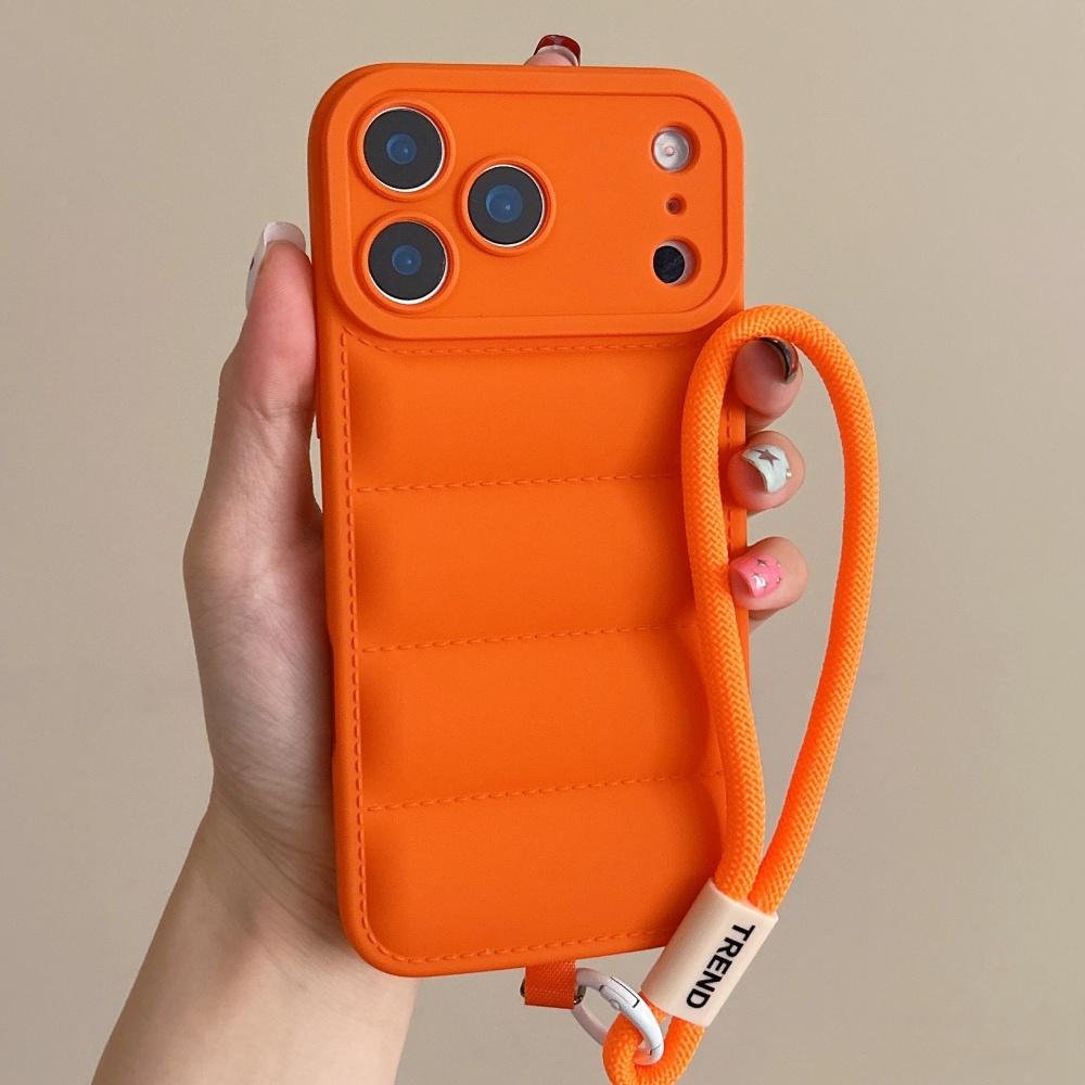 Wrist Strap Cord Down Jacket Silicone Case For For Iphone 17 16 1 14 13 12 11 Pro Max XR XS X 7 8 Plus Camera Protection Soft Cover