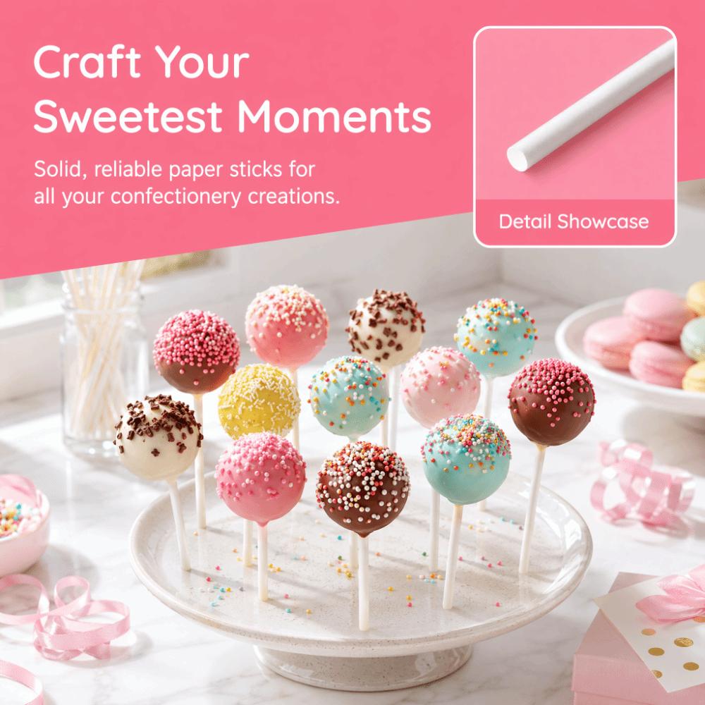 200pcs Solid Stick Lollipop Sticks 4 Inch Sucker Sticks Cake Sticks  Chocolate Candy Dessert