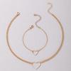 European and American Simple Jewelry, Love Hollow Bracelet Necklace Set, Geometric Peach Heart Hollow Jewelry Set