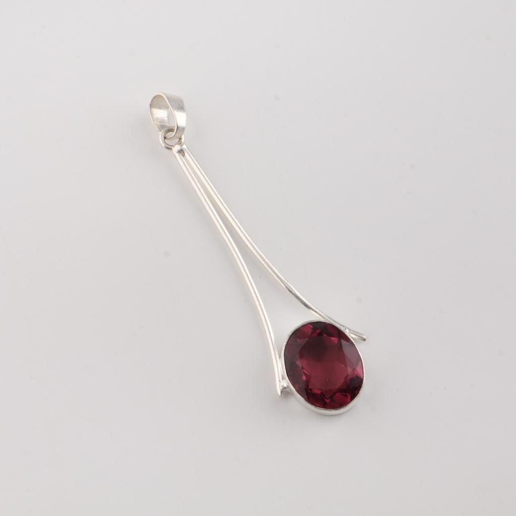 Pietra Preziosa Rodolite Argento Sterling 925 Gioielli da Donna Collana Fatta a Mano Ciondolo di Design 1,79" PP-69-19