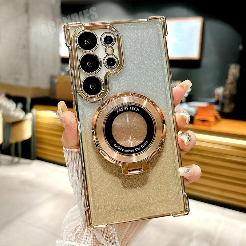 

S 25 24 23 Покрытие Магнитный держатель Чехол для Samsung Galaxy S25 S22 S24 S23 S21 S20 Fe Plus Ultra Силиконовый чехол-подставка S25ultra S23 Ultra